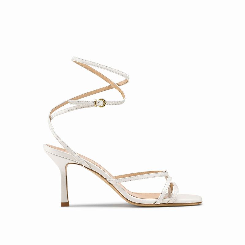 Russell & Bromley Martini Skinny Toe Post Sandals Women's Cream White [CEB167PY]